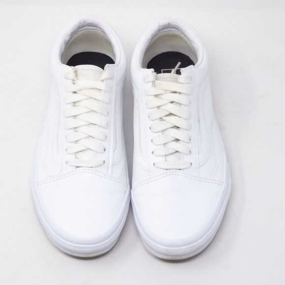 Vans Women Sneakers True White Leather Old Skool Low Top 6.5 Mens / 8 Womens - Picture 2 of 9